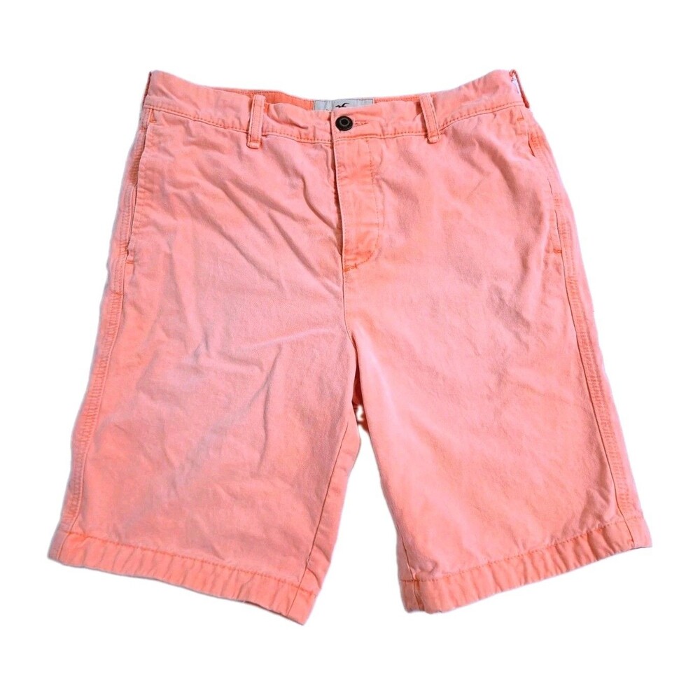 Hollister Bright Orange Shorts Men's 34 Y2K Summer Button Fly 90s Chino Long